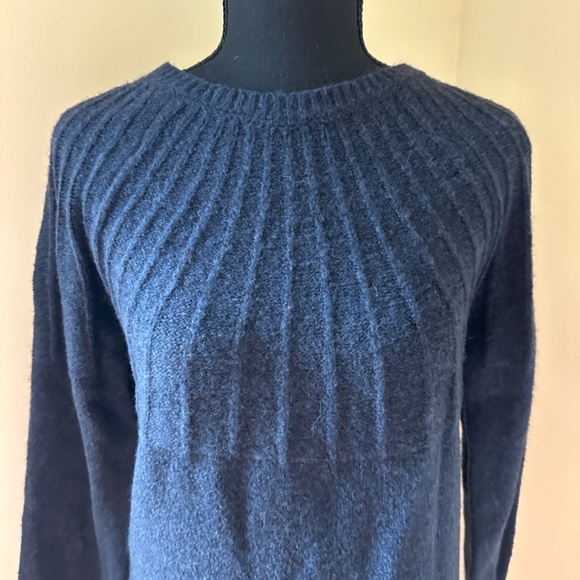 **BLUE RAIN* Blue x Red Long Sleeve x Plaid Tie-Back Sweater Dress Size Small - Picture 2 of 7